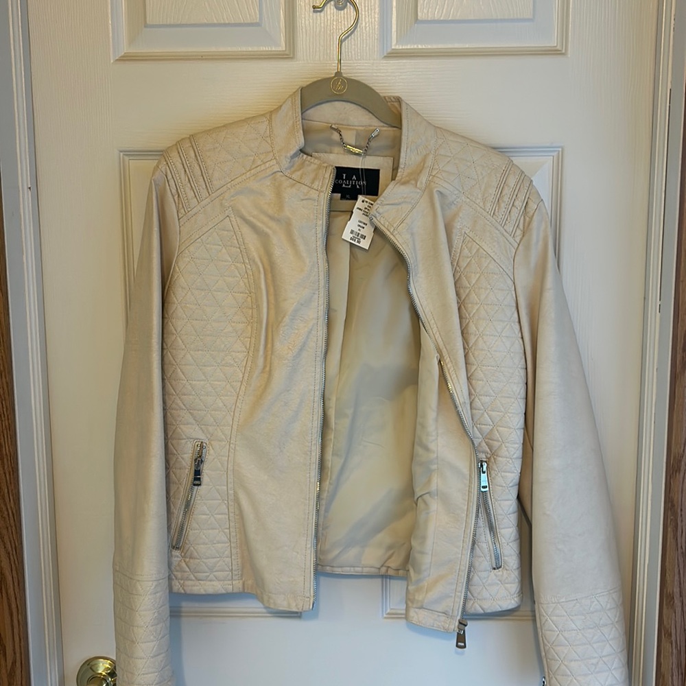 NWT cream leather jacket